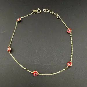 14k evil red eye bracelet size 7-8