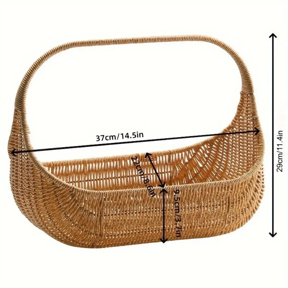 IPC Multifunctional Portable Picking Basket, Designed to Resemble a Wicker Fruit Basket, Suitable for Wedding Wine Gift Baskets, Outdoor Picnic Baskets, Weaving Storage Basket, Plastic Storage Basket