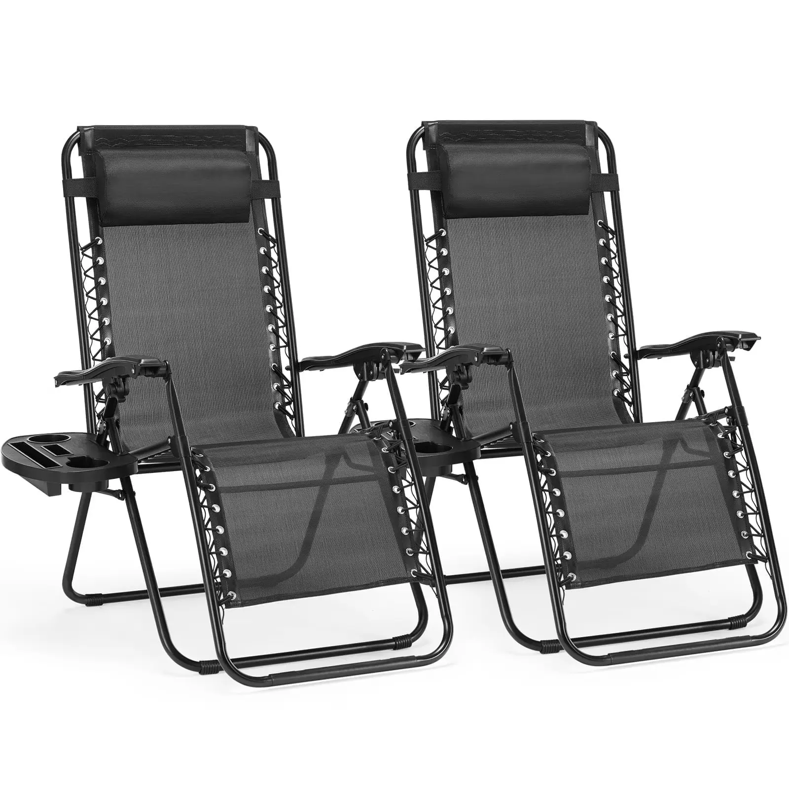 2 Double Chair Sunloungers - Portable Folding Outdoor Patio Chairs for Beach, Balcony Outdoor Use Folding Patio Furniture Camping Lounge Chair