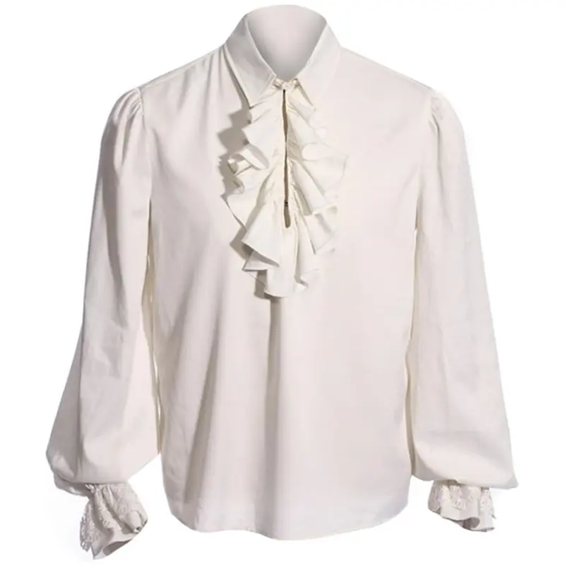 Runcati Mens Pirate Shirt Ruffle Victorian Renaissance Steampunk Vampire Poet Shirts Gothic Medieval Costume