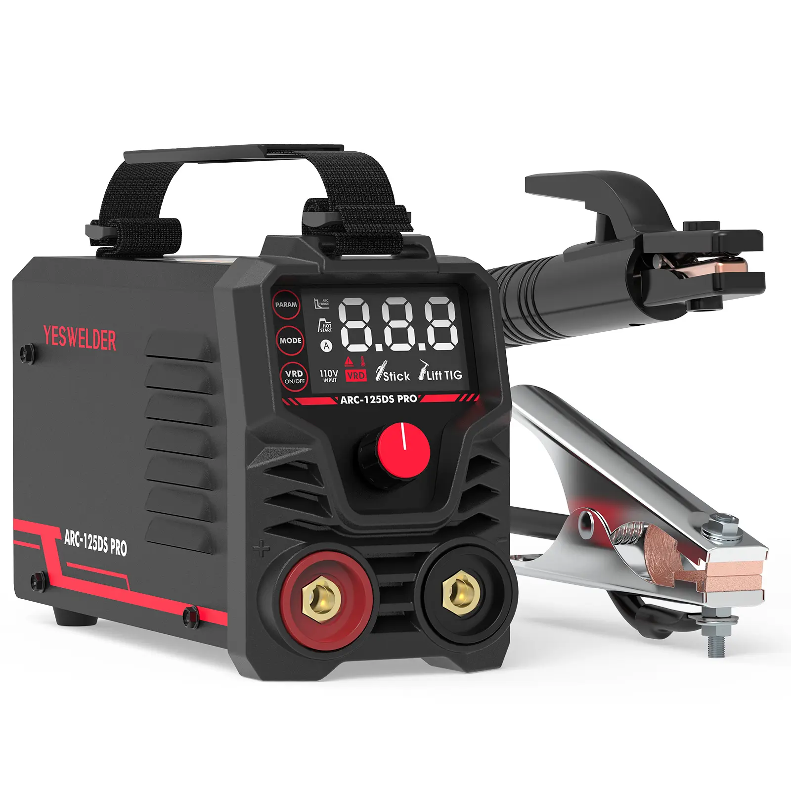 YESWELDER ARC-125DS-PRO 20-125A 110V Mini Portable Handheld Stick Welder - DC IGBT Inverter MMA Digital Machine with Hot Start, Arc Force, Anti-Stick, 6.5ft Electrode Holder Cable, Ideal for Metal/Lead Work, Father's Day Gift