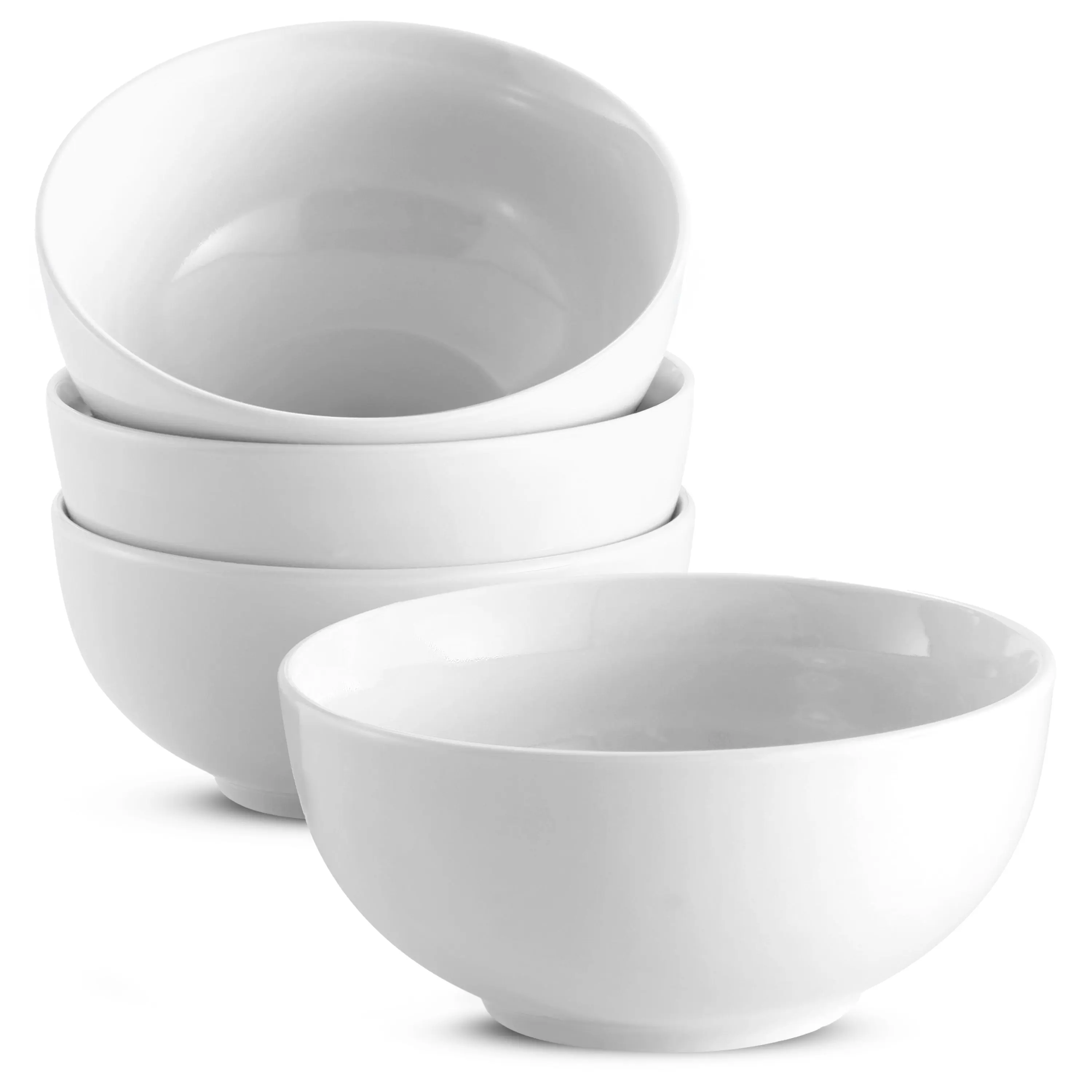 20oz Ceramic Cereal Bowls Set of 4 – Marshmallow White Deep Soup & Salad Bowls | Microwave & Dishwasher Safe