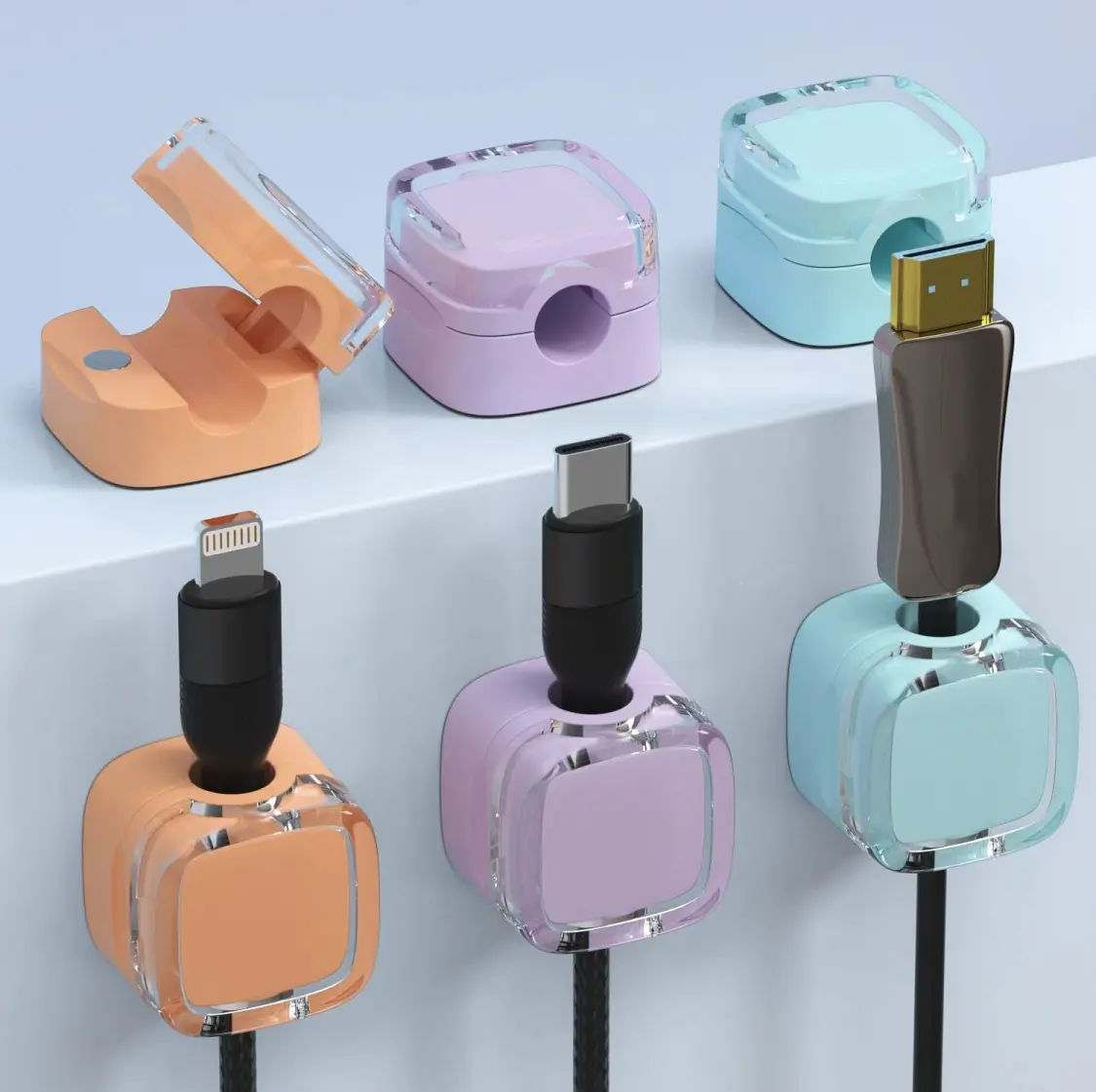 Magnetic Cable Clip, 6pcs/set Magnetic Desk Cable Clip, Desktop Cable Holder, Cable Organizer, Office Gadgets, Office Stationery & Supplies,back to school,back to school haul