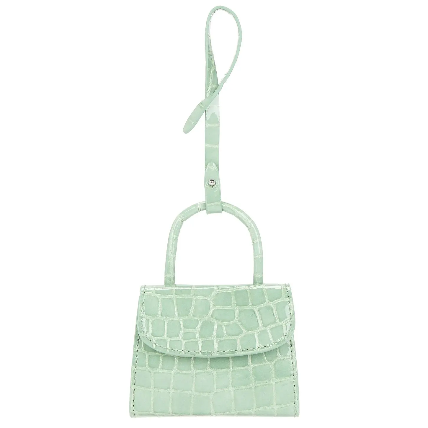 BY FAR Mini Mini Croco Embossed Card Holder in Fresh