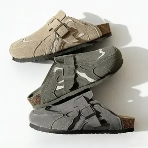 Thick-soled New Shoes Bag Head Half Slippers One Pedal Retro Soft-soled Non-slip Soles Shearling Mules Tactical Footwear