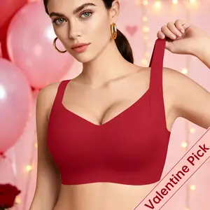 REALWILL Women's Wireless Push-Up Jelly Bra - Seamless, Double-Layer Lifting, Full Coverage, No Underwire, Adjustable Straps, Comfortable Everyday Bras for B-DD Cups, Valentine's Day Gift - Womenswear