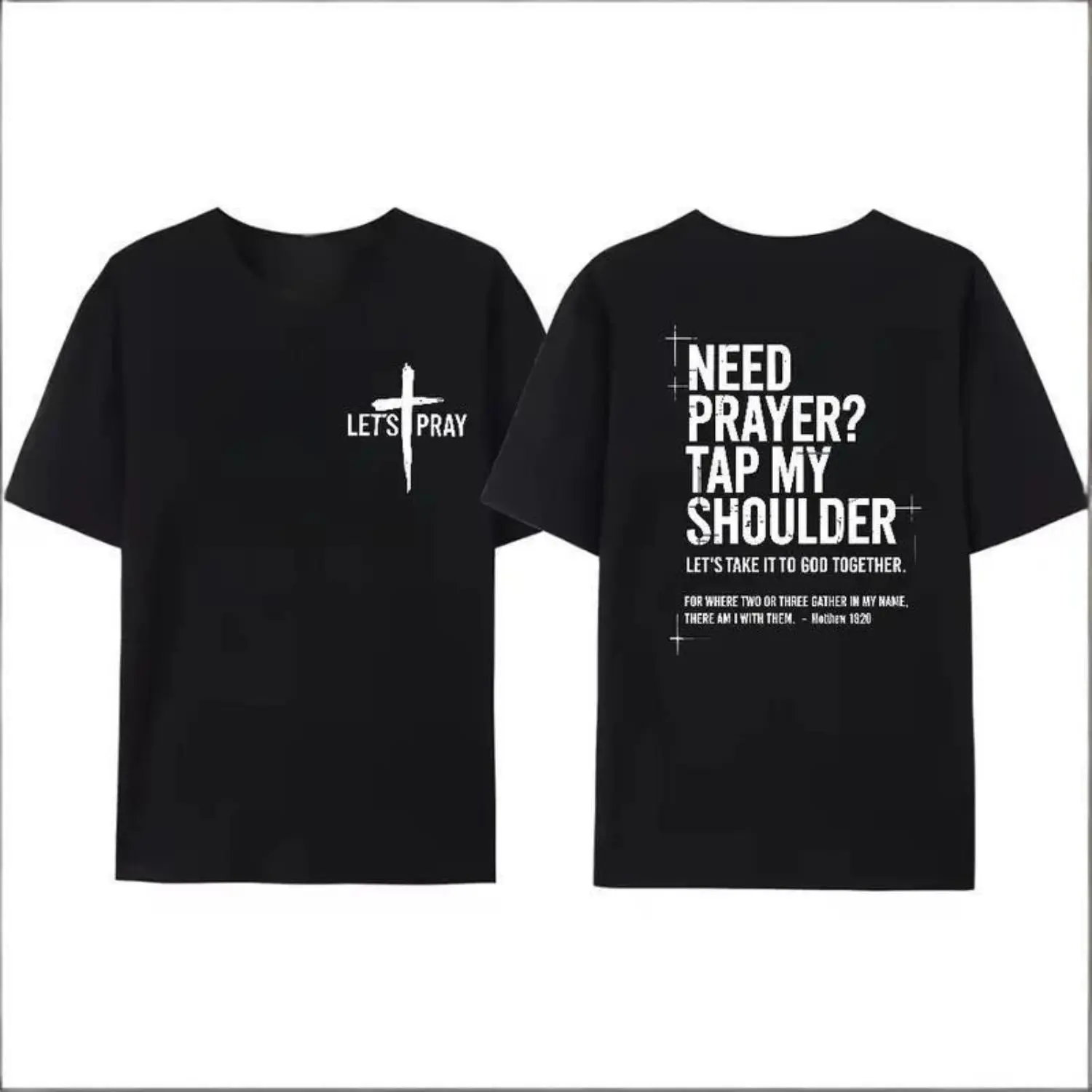 Need Prayer T-Shirt - Tap My Shoulder Let’s Pray Christian Faith Tee, Bible Verse Matthew 18:20, Religious Inspirational Fall Winter Outfit Womenswear