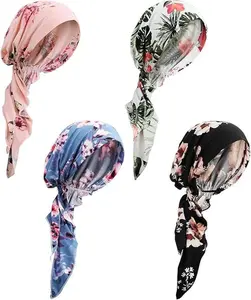 4Pcs/Set Chemo Headwear for Women,Pre-tied Cancer Caps,Head Scarf Turbans for Women Patients Valentine's Day Gifts,Home Supplies, Accessories, Polyester