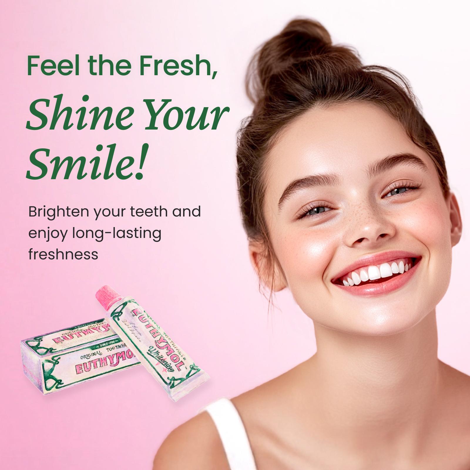 Euthymol Whitening Toothpaste & Toothbrush Set (White)– Removes Coffee & Tea Stains, Gentle on Sensitive Teeth, Korean Oral Care