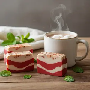 Toasted Peppermint Cream Handmade Soap - Warm Winter Classic with Sweet Cooling Peppermint Aroma & Caramel-Kissed Swirl