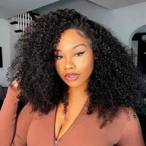 Kinky Curly Half Wig 200 Density 3 In 1 Seamless Flip Over Human Hair Wig for Women Glueless Wear and Go Beginner Friendly with Drawstring Headband Non-Lace Bangs Medium Dome Cap fathersdaygiftideas outdoorfun