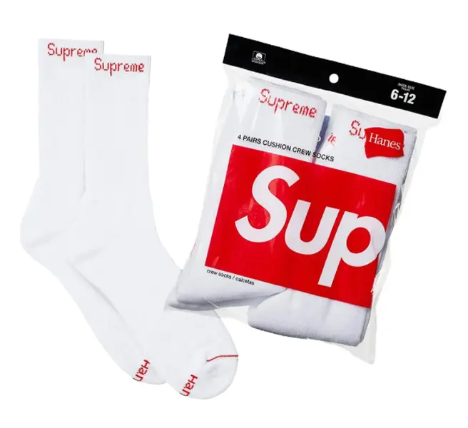 Supreme x Hanes Socks White (4 PACK)