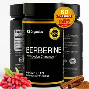 Berberine with Ceylon Cinnamon 1200mg – 97% Purity- Non-GMO, Gluten-Free, Lab-Tested Vegan Berberine Supplement (2 cap/day)
