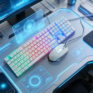 Mechanical-feel gaming keyboard, full-key anti-ghosting, precise-tracking gaming mouse,colorful backlight system for an immersive gaming experience, no driver needed,plug and play, compatible with esports and office devices, gaming keyboard and mouse set.