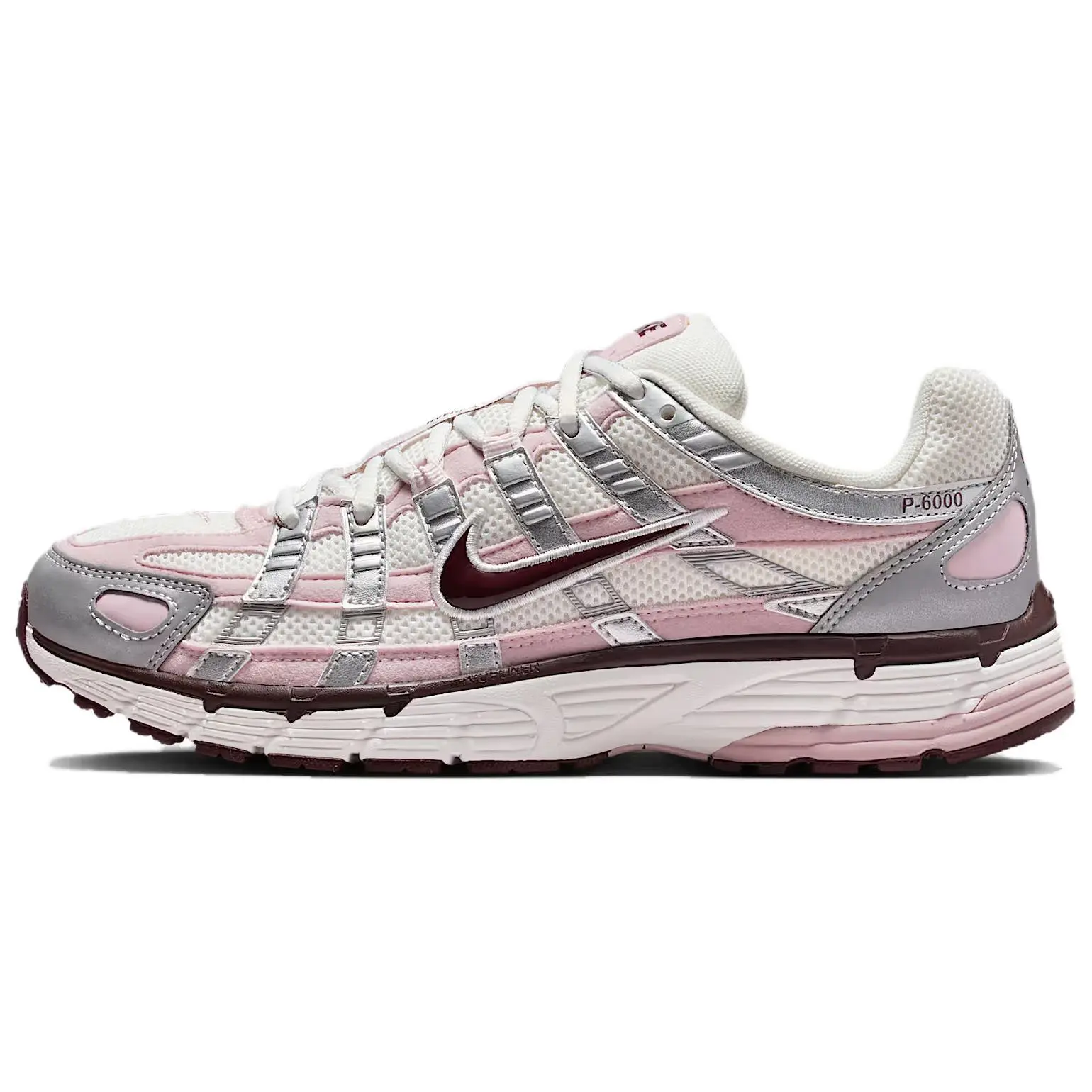 Nike Wmns P-6000 Silver Burgundy Plum Chalk Sports Sneaker - Breathable Mesh, Comfortable Cushioning, Durable Outsole, for Daily Wear & Casual Runners, Sneakers, Women's Shoes, Street Style, True Size, Lightweight