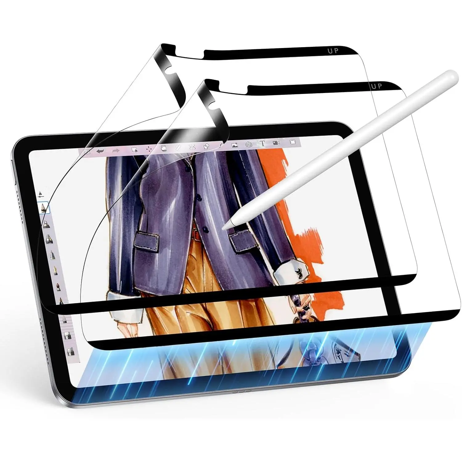 2-Pack Kit X-PCS26 Digital Magnetic Edge Paper-Feel Tablet Screen Protector, Protective Matte Detachable Reusable Accessory for iPad 11/10th Gen A16 (11/10.9 in, 2025/2022) - Paper-Like Writing Drawing, Compatible with Tempered Film