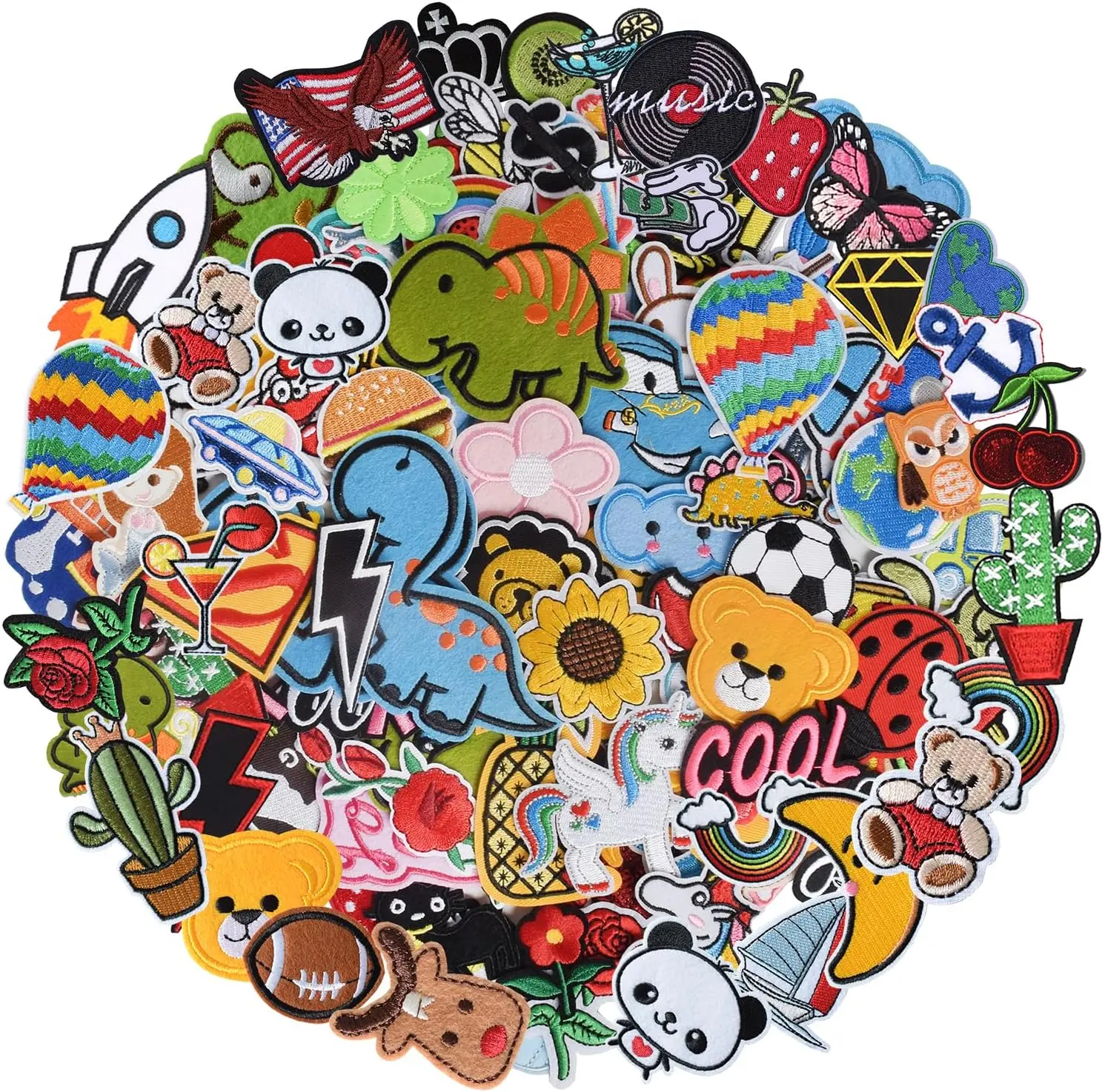 60Pcs Random Assorted Iron on Patches, Sewing Applique for Jackets, Hats, Backpacks, Jeans, DIY Accessories, Style 1
