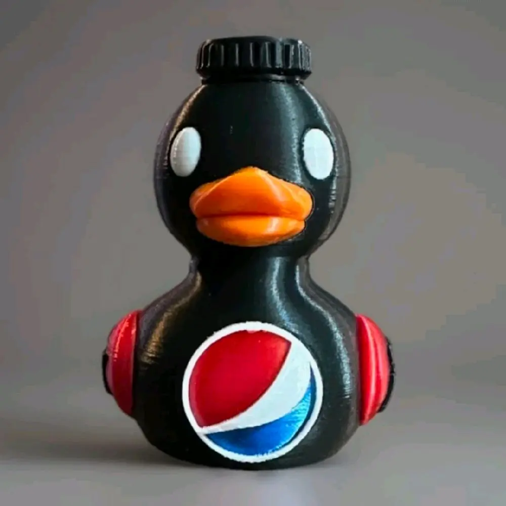 Pepsi Black 3D-Printed Duck Collectible Figure Ornament, Bobblehead Art Toy, Figurine Decor for Display, Figure Decor
