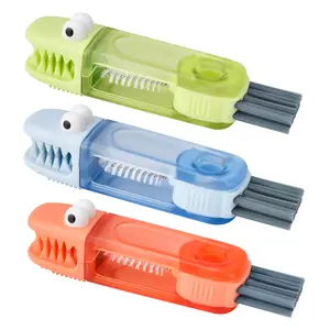 3-in-1 Cup Lid and Crevice Cleaning Brush Set, Multifunctional Milk Bottle and Cup Cleaner, Portable Practical Kitchen Cleaning Tool, Suitable for Various Cups and Bottles (3 Pieces, Crocodile)