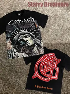 GODSPEED ( Graphic Tees, 180g Pure Cotton T-shirt) Y2K Style, Fun Patterns T-shirt, Street Style, Men's Pattern T-shirt, Simple Design, Retro Casual, Hip-hop Style. Suitable for Outdoor Leisure Sports