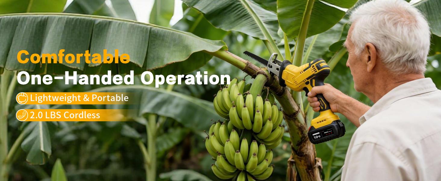 Cordless Reciprocating Saw, 0-3500 RPM Electric Saws with 4 Blades & 2 Batteries, Tool‑Free Change, Handheld Saw Lightweight, Battery Reciprocating Saws for Cutting Wood PVC Pipe (Yellow)