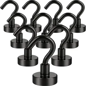 Pack of 10 - Magnetic Hooks, 30Lbs Facilitate Hook Neodymium Magnet Hooks with Nickel Coating for Cruise，Kitchen, Home, Workplace, Office and Garage etc, Black