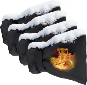 Outdoor Faucet Covers for Winter - 4 Pack Pro 6.7" W x 8.3" H Outdoor Water Faucet Cover Socks for Winter Freeze Protection Pipe Insulation Reusable Waterproof Insulated Spigot backflow Cover,Black garden