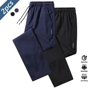 2-pack men’s soft training joggers with a drawstring, made from lightweight, breathable fabric featuring comfortable zippered pockets. Suitable for casual wear in autumn and winter, ideal for jogging, fitness, streetwear, summer outfits, running pants,