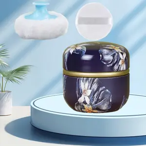 3pcs Body Powder Storage Container And Comfort Powder Puff, Makeup Powder Container, for Bath, Travel And Home Use