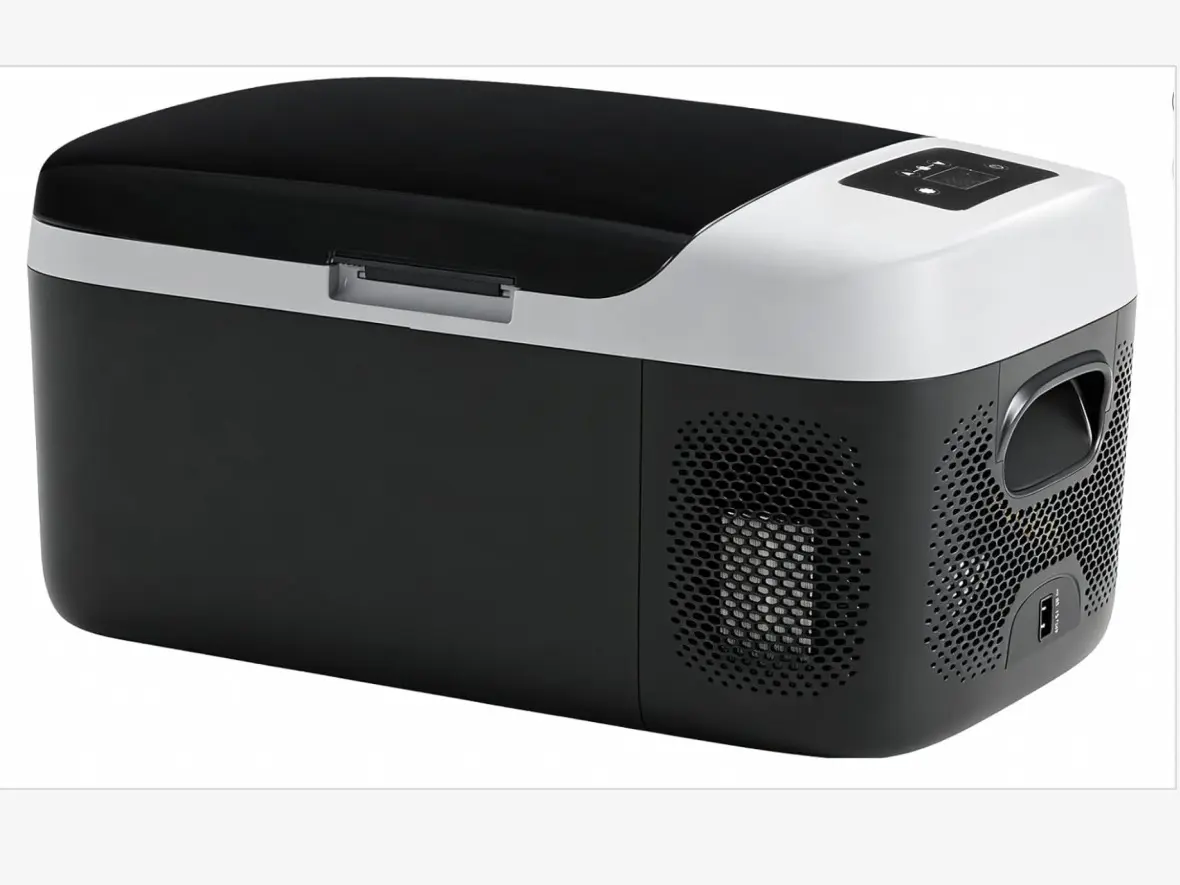 Smart 12V Portable Car Refrigerator with Freezer Mode, AC/DC Powered Travel Cooler with LED Panel