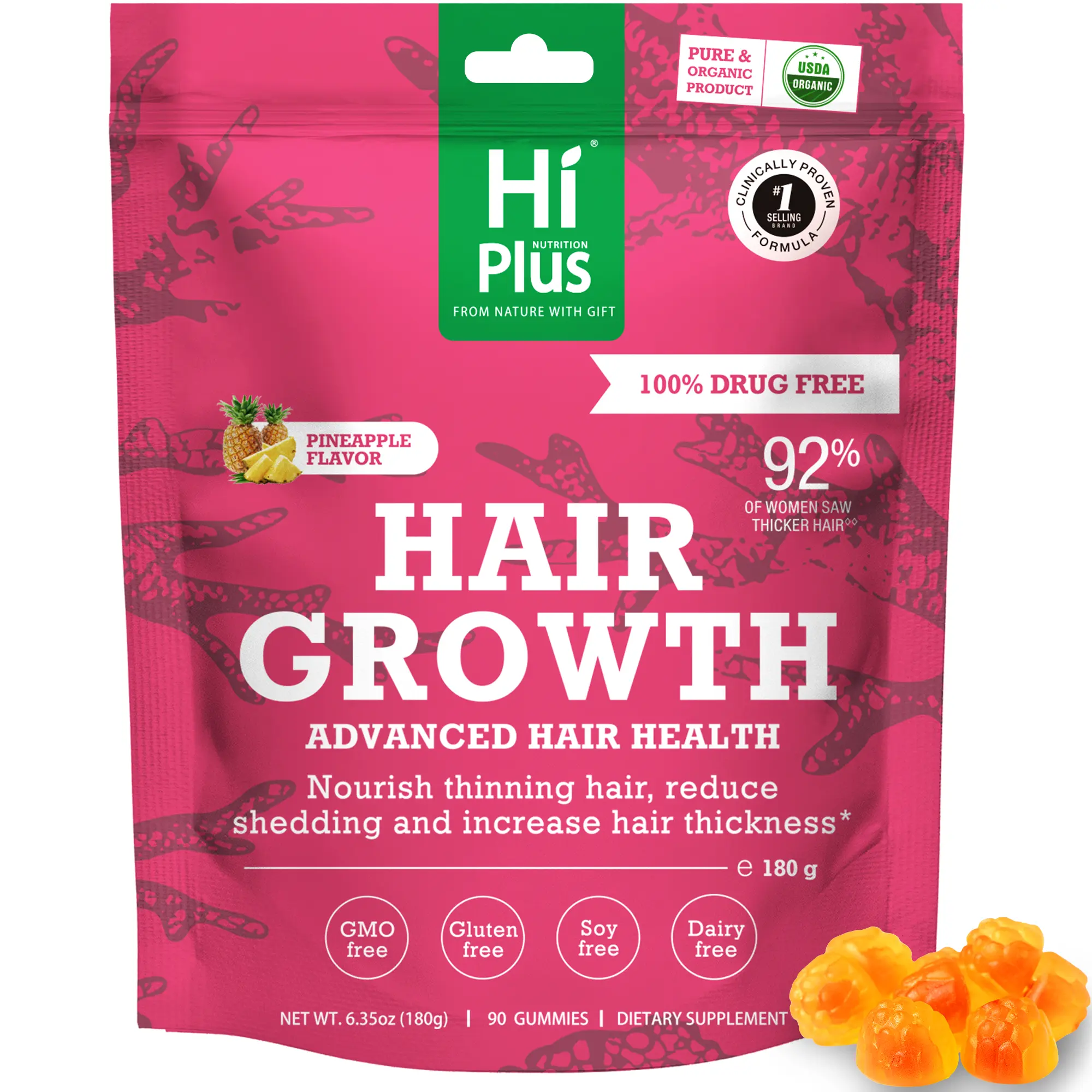 HiPlus Hair Growth Accelerator – Beauty Vitamin Healthcare–For Thicker,Nourishes Thinning&Loss,With Proprietary Collagen Complex, Biotin, Clinically Proven for Visibly Thicker Hair and Scalp Coverage,Dermatologist Recommended 45-Day Supply tiktokshopsprin