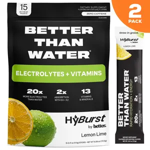 Lemon Lime | 2 PACKS | 30 Sticks | Electrolyte & Vitamin Drink Mix | B12, L-Theanine, D3, K2, Zinc, Magnesium, Potassium | Calm Focus & Energy