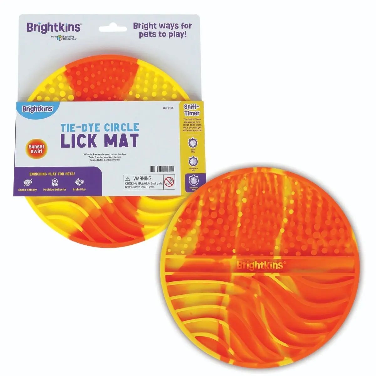Tie Dye Circle Lick Mat Brightkins, Food Rubber Mat and Snuffle Pet Supplies, Enrichment Puppy Pads Essentials Products, Anxiety Relief Items, Interactive Dog Toys