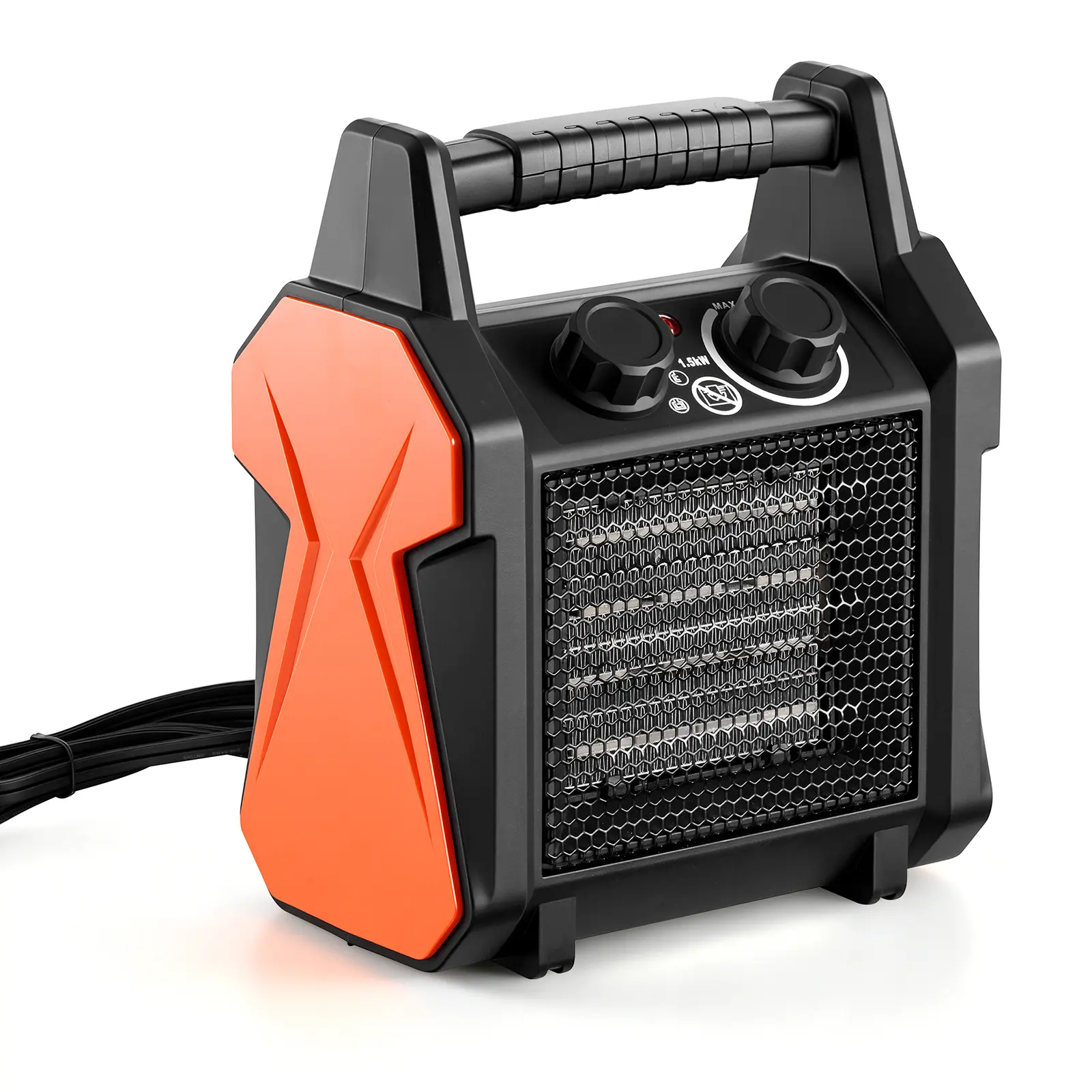 VEVOR 1500W PTC Corded Electric Greenhouse Heater - Small Compact Fast Heating Warmer with Portable Fan, Adjustable Heating Temperature, Low-High Modes, Overheat Protection, Tip-Over Safety, Flame Retardant, Brooder Warming for Grow Tent, Black