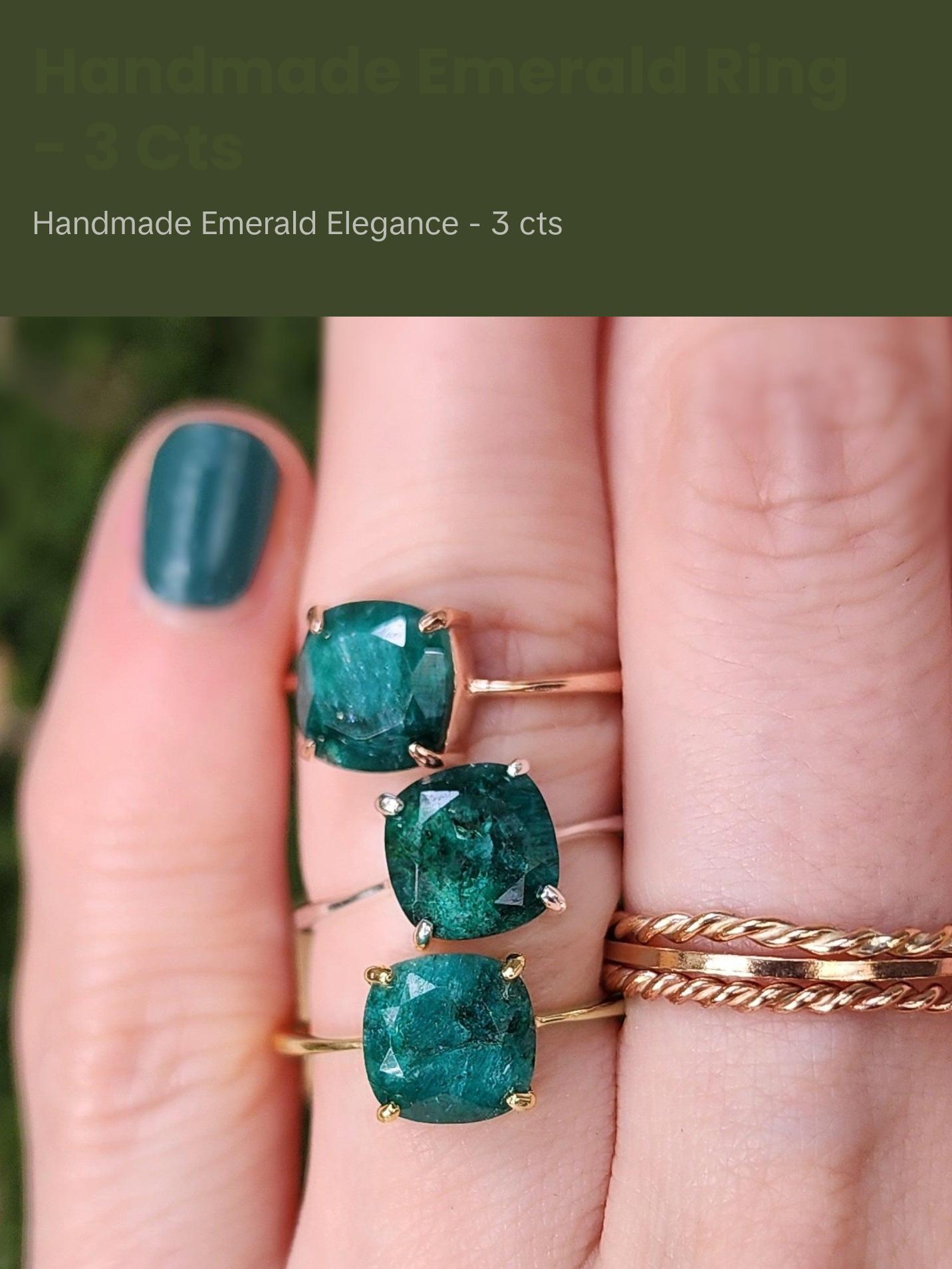 The Asher Natural Emerald Ring - 8x8mm, 3 cts - Handmade in the USA