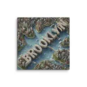 Brooklyn Aerial Map - Gallery Wrapped Canvas (Ready to Hang)