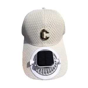 New digital display solar charging with fan cap summer long brim mesh breathable sun protection couple sunshade cap