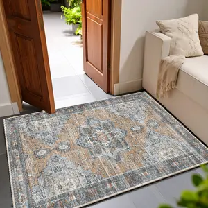 Muddy Mat Classic Washable Area Rugs for Living Room, Bedroom & Dining Room – Modern Soft Low Pile Non Slip Carpet – Pet Friendly Waterproof Foldable Rugs for Home