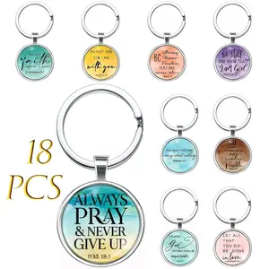 18 pcs Bulk Christian Keychain |   Bible Verse Religious Keychain Scripture Quote Inspirational Gifts Supplies for Men Women