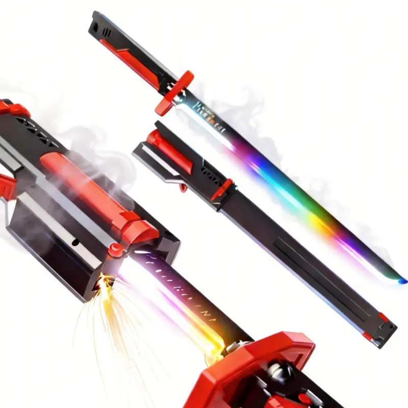 Valentines gifts for bf Cyberpunk Neon Sword- Rechargeable Spark Blade Sound & Fog for Rave, Cosplay & Display,Holiday Gifts Lightsaber Light toy