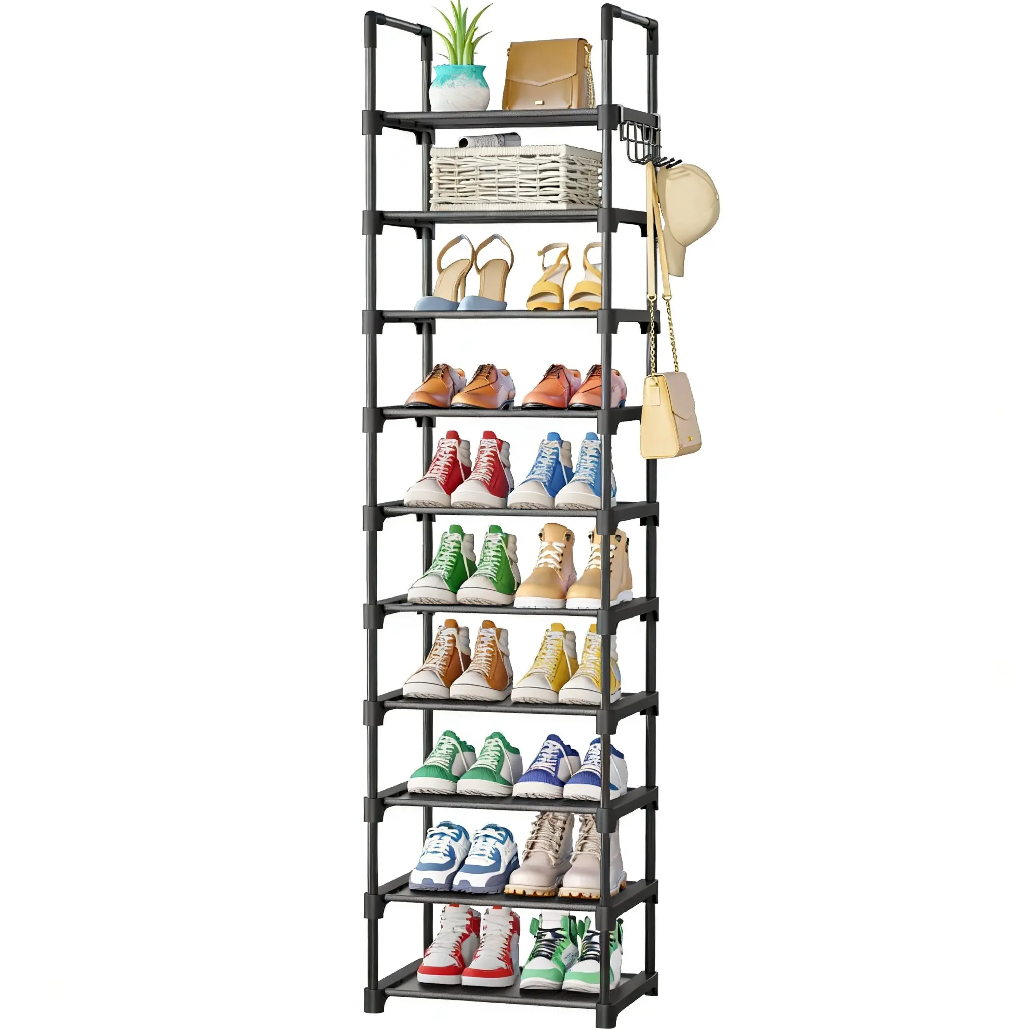 7-10 Tier Shoe Rack with Dustproof Cover – Space Saving Shoe , Easy Assembly for Closet, Entryway & Bedroom