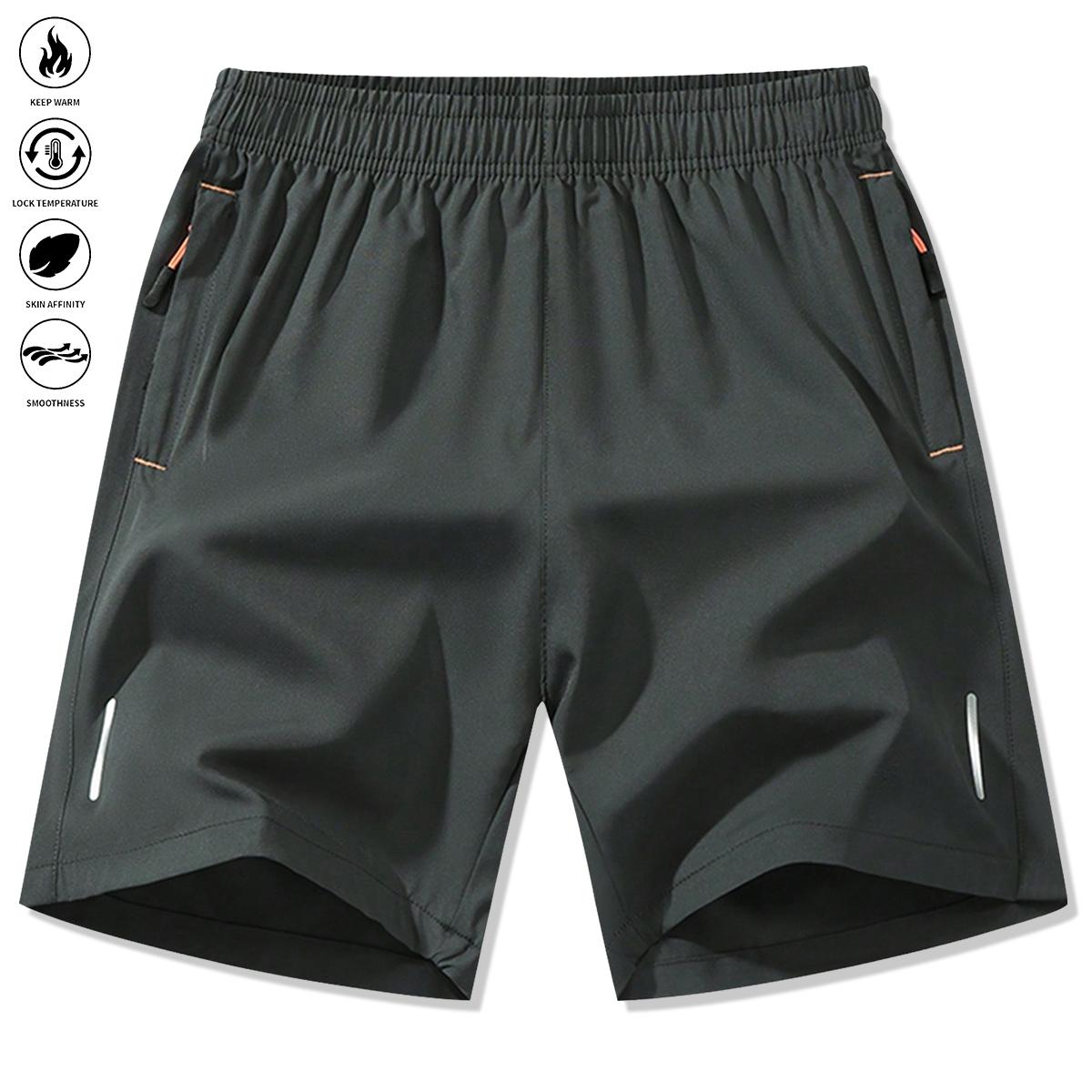 Men's Solid Color Drawstring Waist Sports Shorts, Summer Breathable Stretch Waist Athletic Shorts with Pockets, Casual Everyday Menswear, Regular Fit Comfortable Shorts with Pockets, Summer Men's Everyday Wear