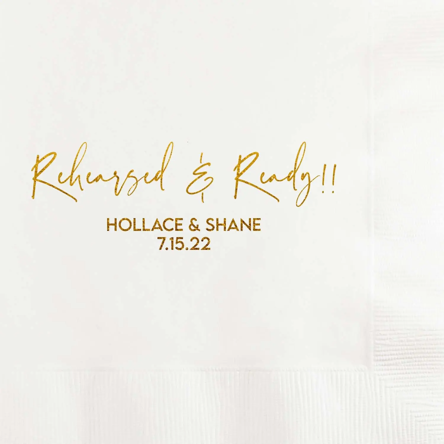 Rehearsed and Ready Custom and Personalized Wedding, Engagement or Rehearsal Dinner Beverage Napkins