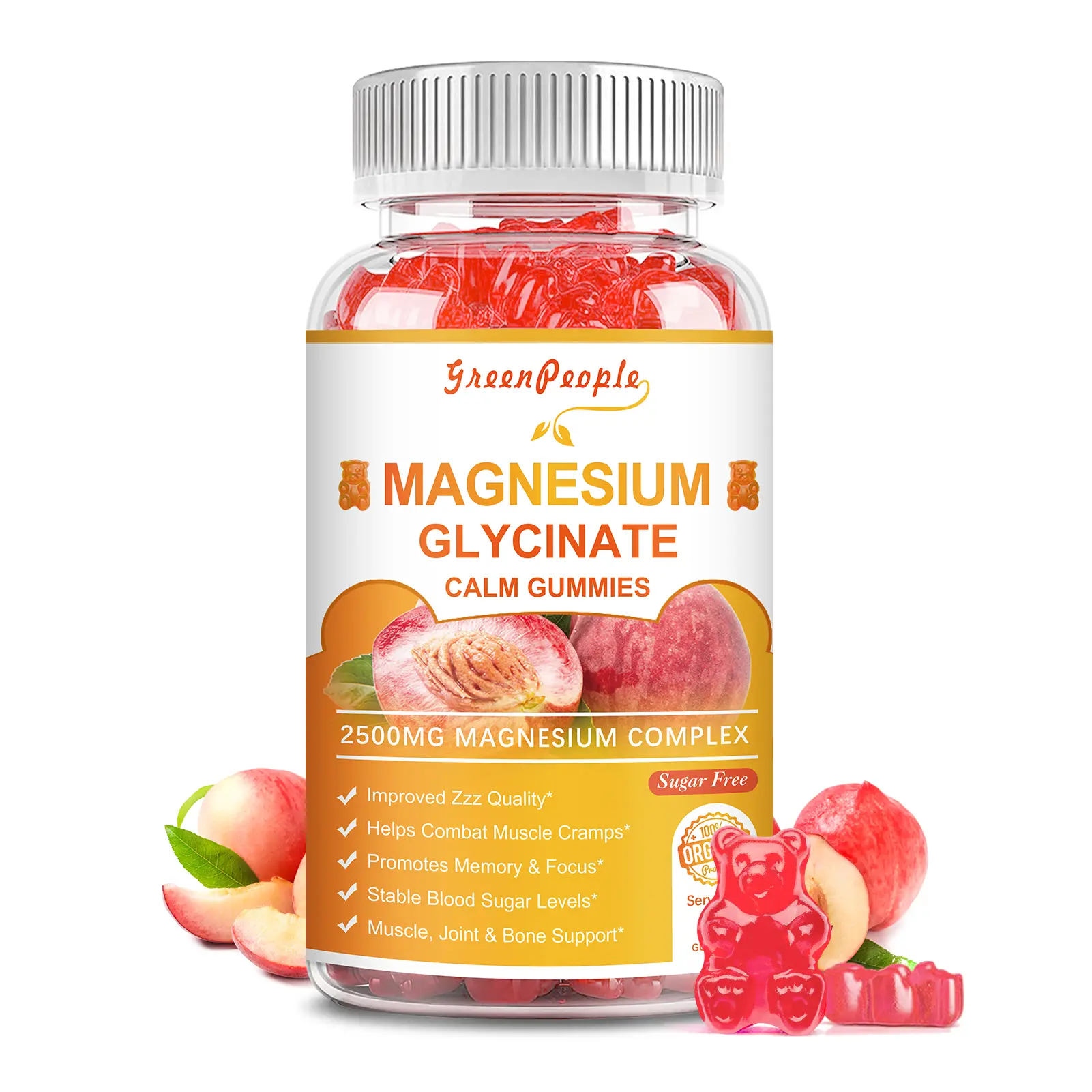 GREENPEOPLE Magnesium Glycinate Gummies with Citrate 1000mg, Taurate & Matale - Sugar Free - Magnesium Potassium Supplement