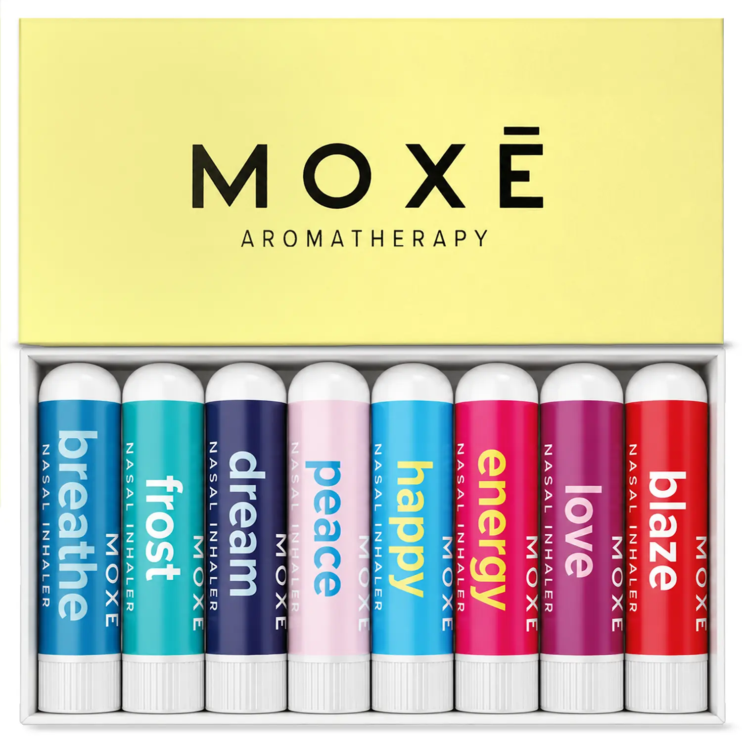 MOXE Nasal Inhaler Bundle, 8 Essential Oil Blends, Aromatherapy Sticks, Warming & Cooling Fragrances, Undiluted Oil, Natural Ingredients, Made in USA
