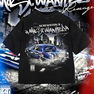Houston’s Most Wanted Graphic Tee, Heavyweight Streetwear, Retro 90s, Oversized Washed Black Shirt, Must-have for Summer, Gifts for Your Husband, Shirt for Men Menswear Crewneck