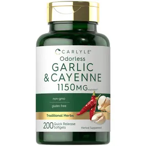 Carlyle Odorless Garlic and Cayenne 1150mg | 200 Softgels | Non-GMO, Gluten Free Supplement
