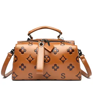 Travistar Vintage Floral Crossbody Handbag for Women - Small Leather Embossed Top Handle Purse with Adjustable Strap & Multiple Pockets