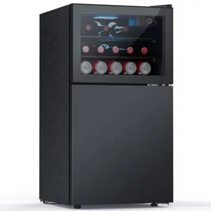 Cowsar Beverage Refrigerator with Freezer, 2.6 Cu.Ft Compact Refrigerator, Reversible Door, Adjustable Thermostat, Mini Fridge for Bedroom, Office