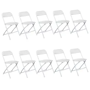 Durable Plastic Folding Chairs for Home Gatherings, Office, School - 350 lbs Capacity, Set of 10